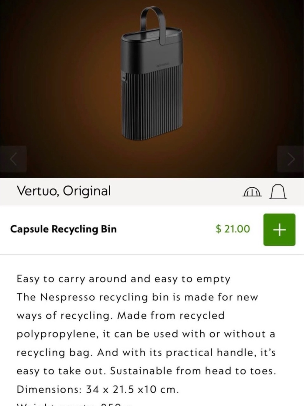 Nespresso Capsule Recycling Bin — Matte Black with Strap